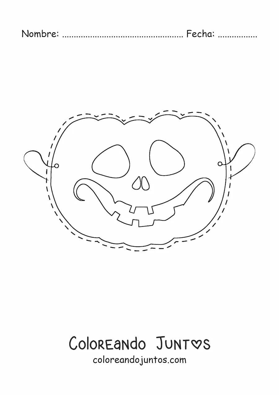 Imagen para colorear de máscara de Halloween de calabaza