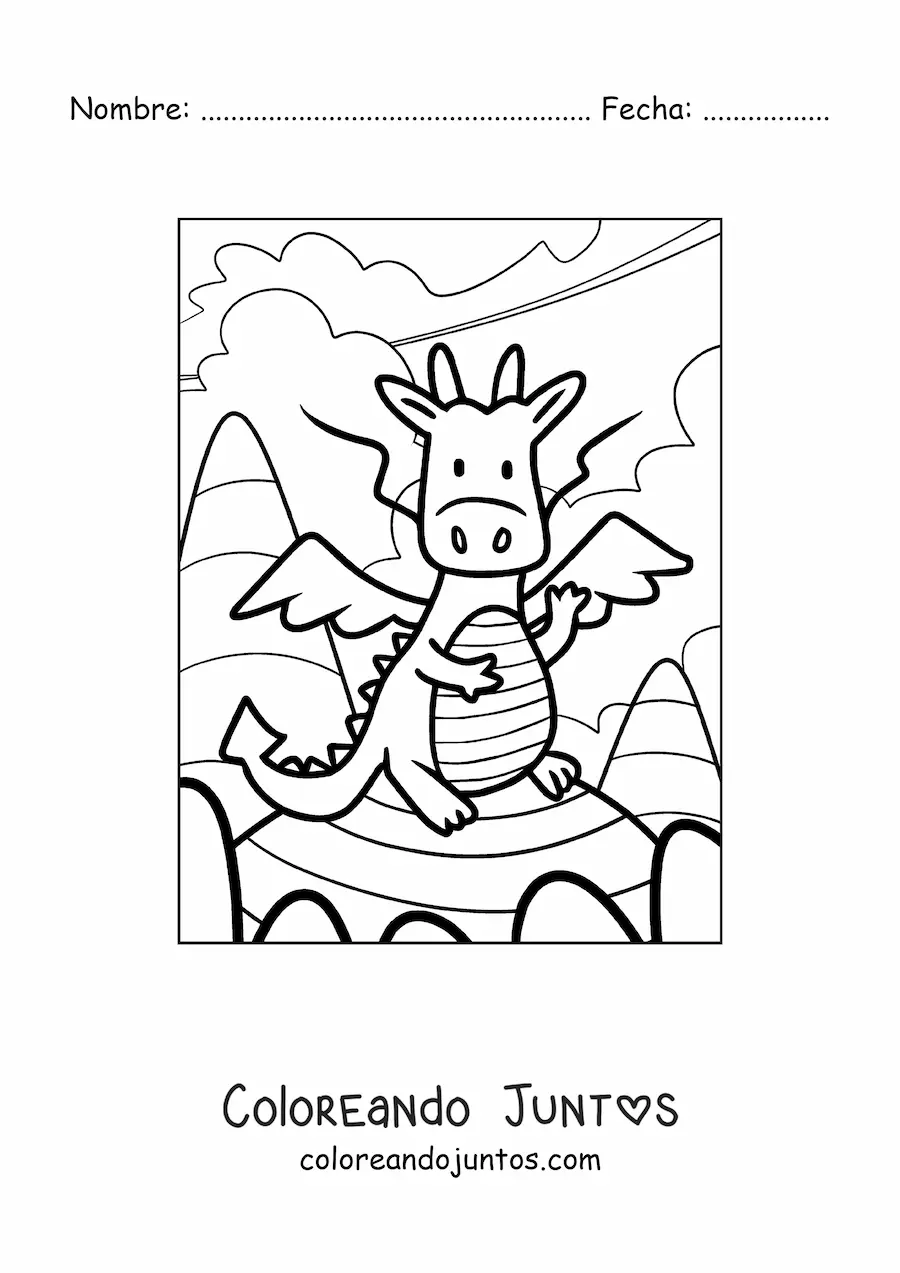 Imagen para colorear de dragón volador animado