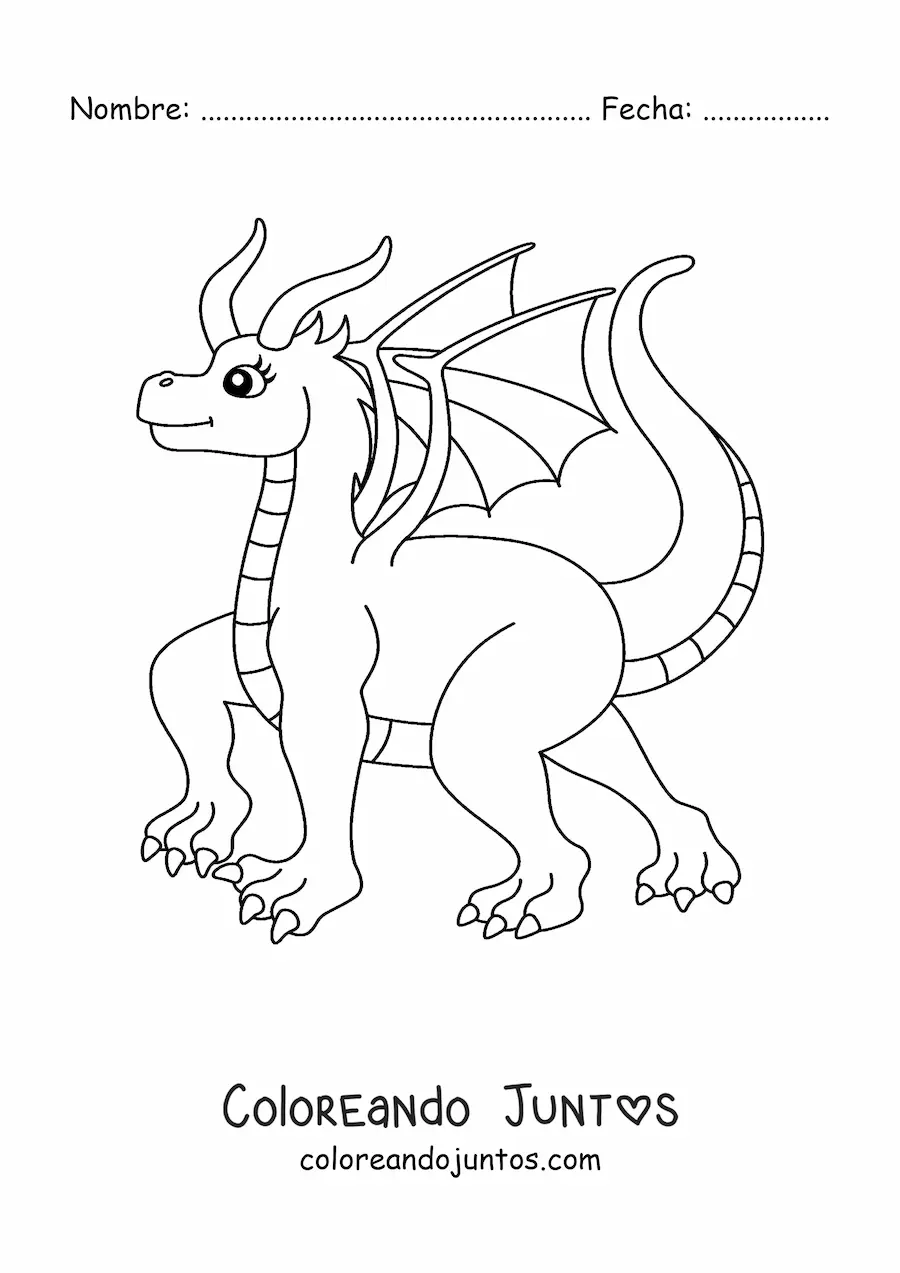Imagen para colorear de dragón volador grande