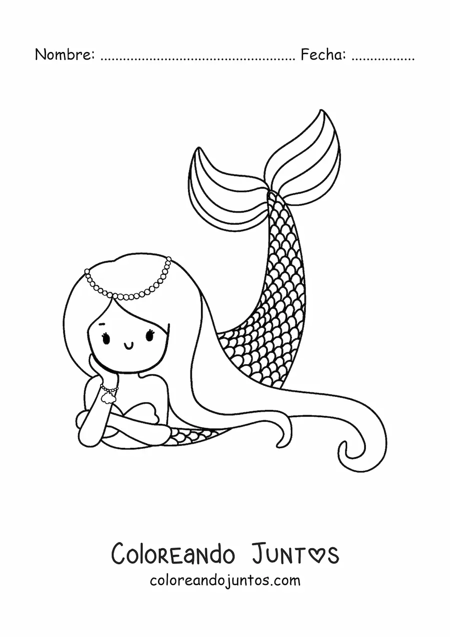 Imagen para colorear de sirena acostada