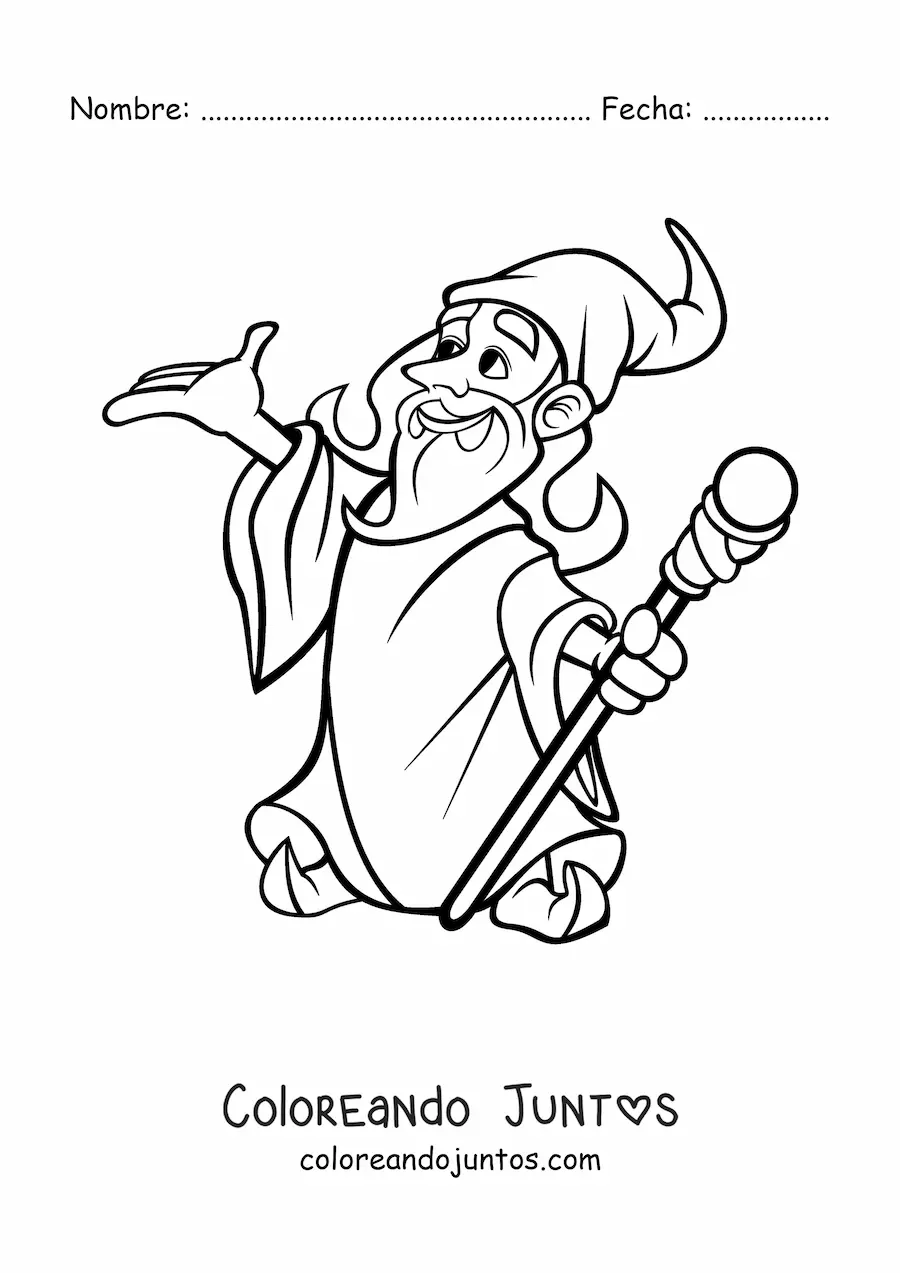 Imagen para colorear de caricatura de un hechicero