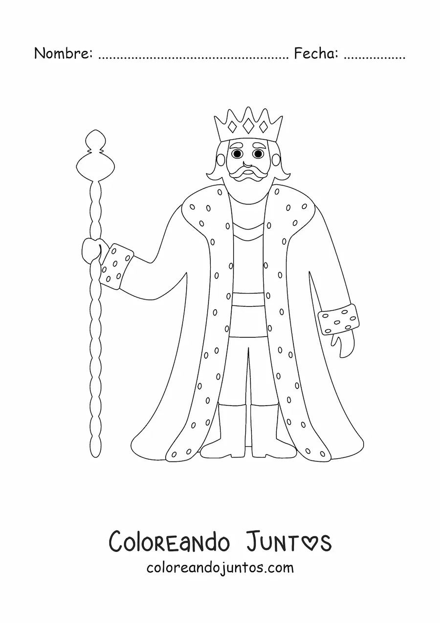 Imagen para colorear de rey medieval animado