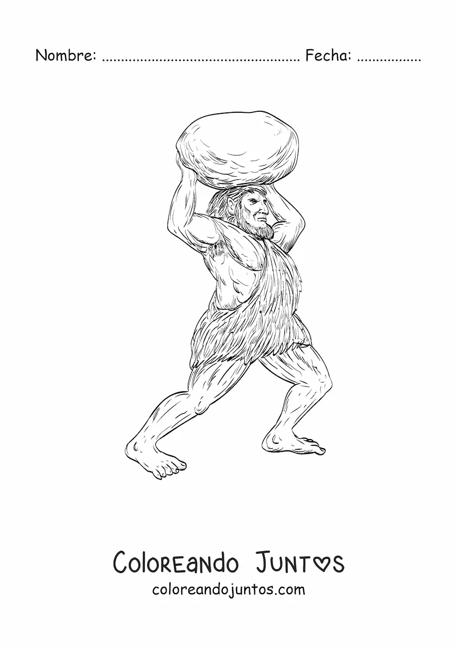 Imagen para colorear de gigante jentilak lanzando una roca