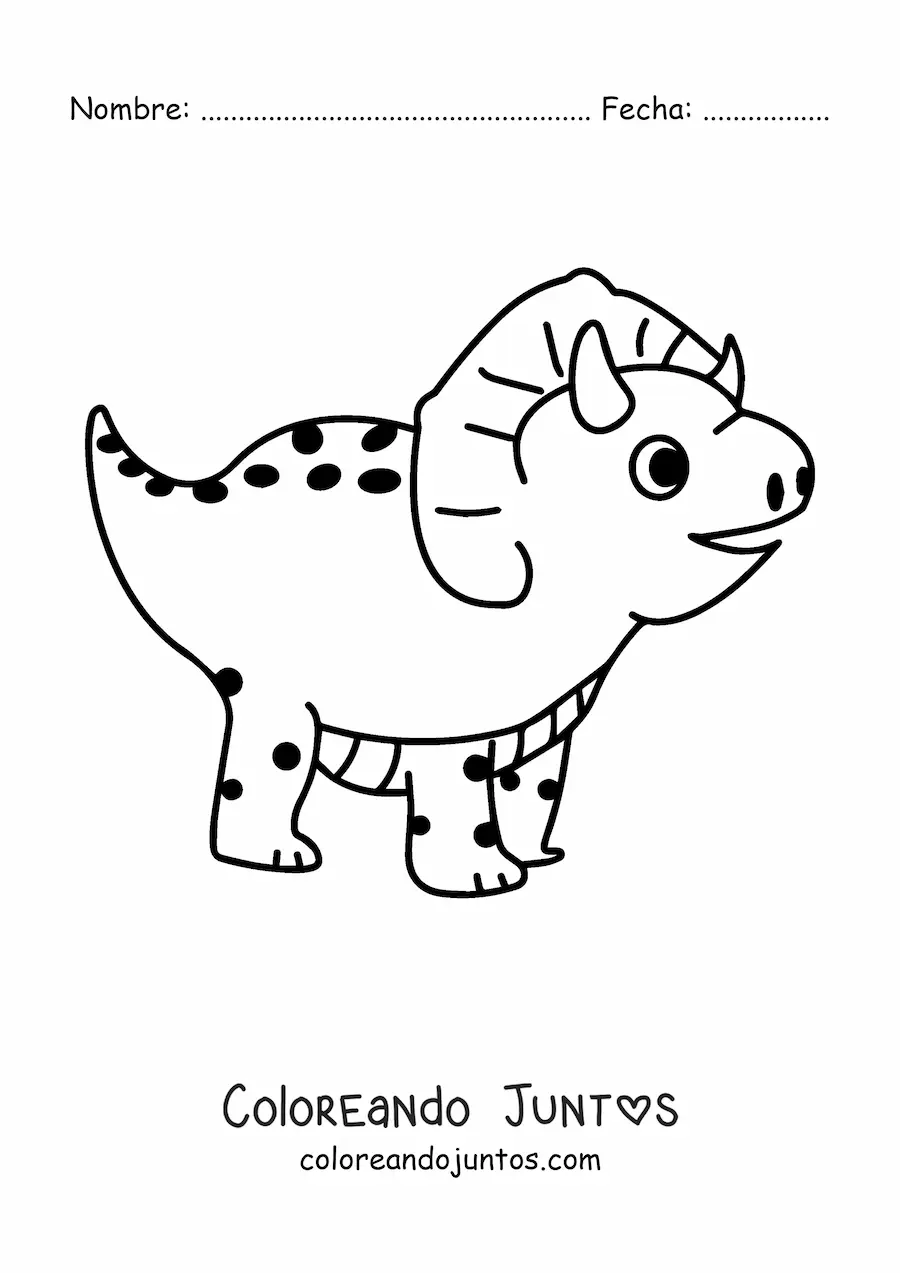 Imagen para colorear de triceratops grande de lado