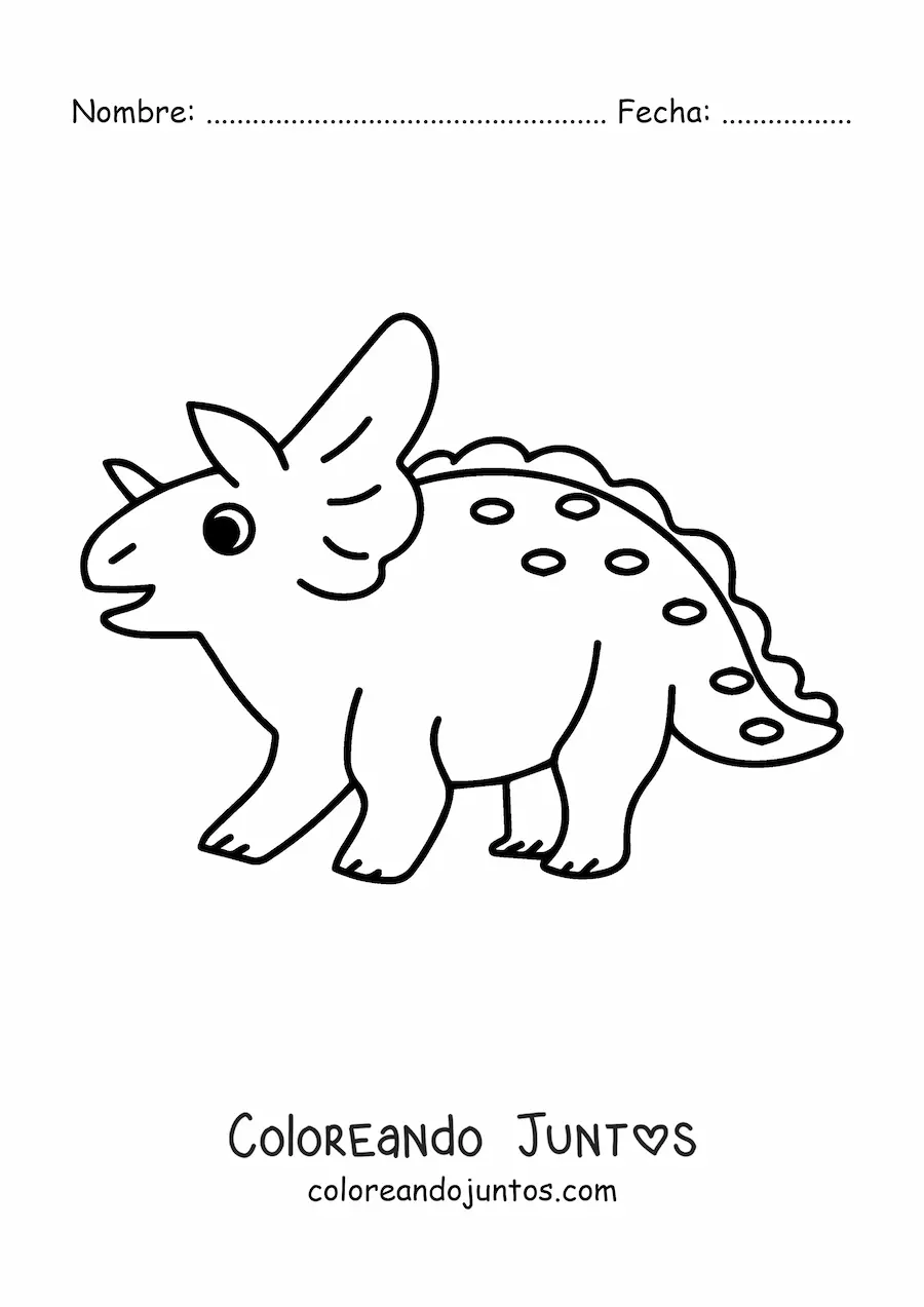 Imagen para colorear de triceratops fácil de lado
