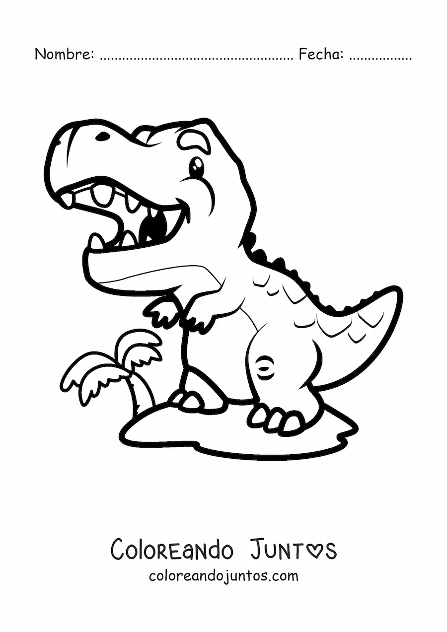 Imagen para colorear de tiranosaurio rex bebé animado