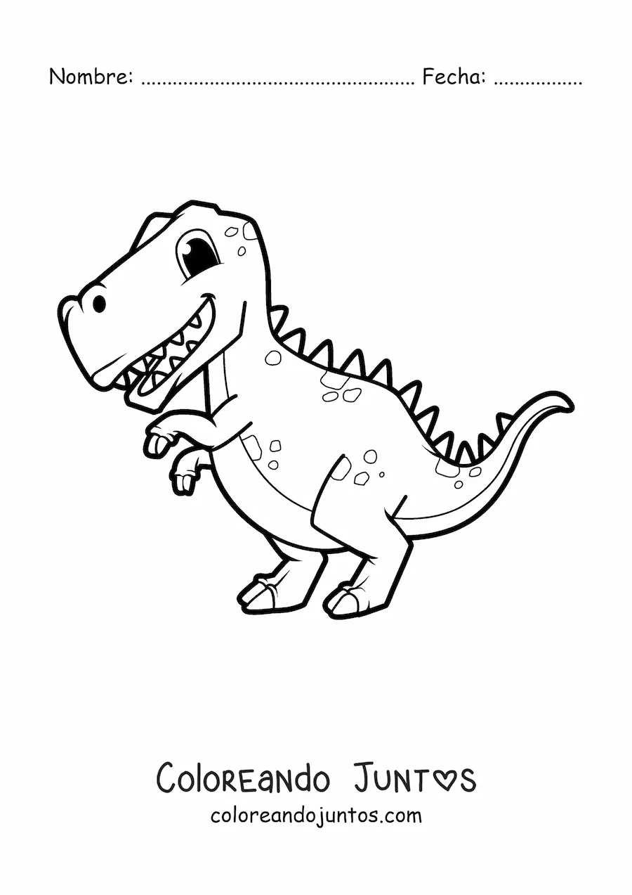 Imagen para colorear de tiranosaurio rex bebé animado
