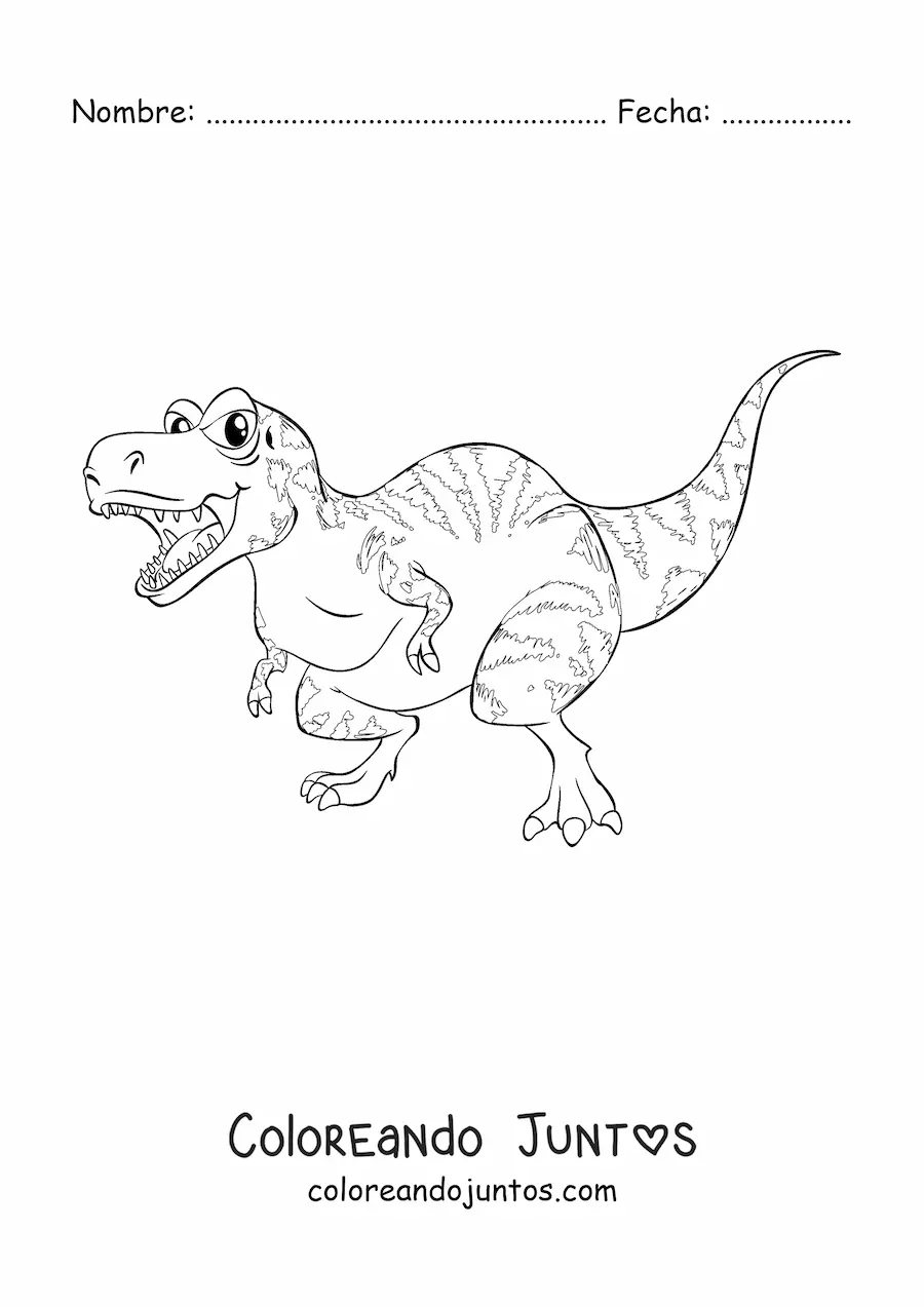 Imagen para colorear de tiranosaurio rex animado
