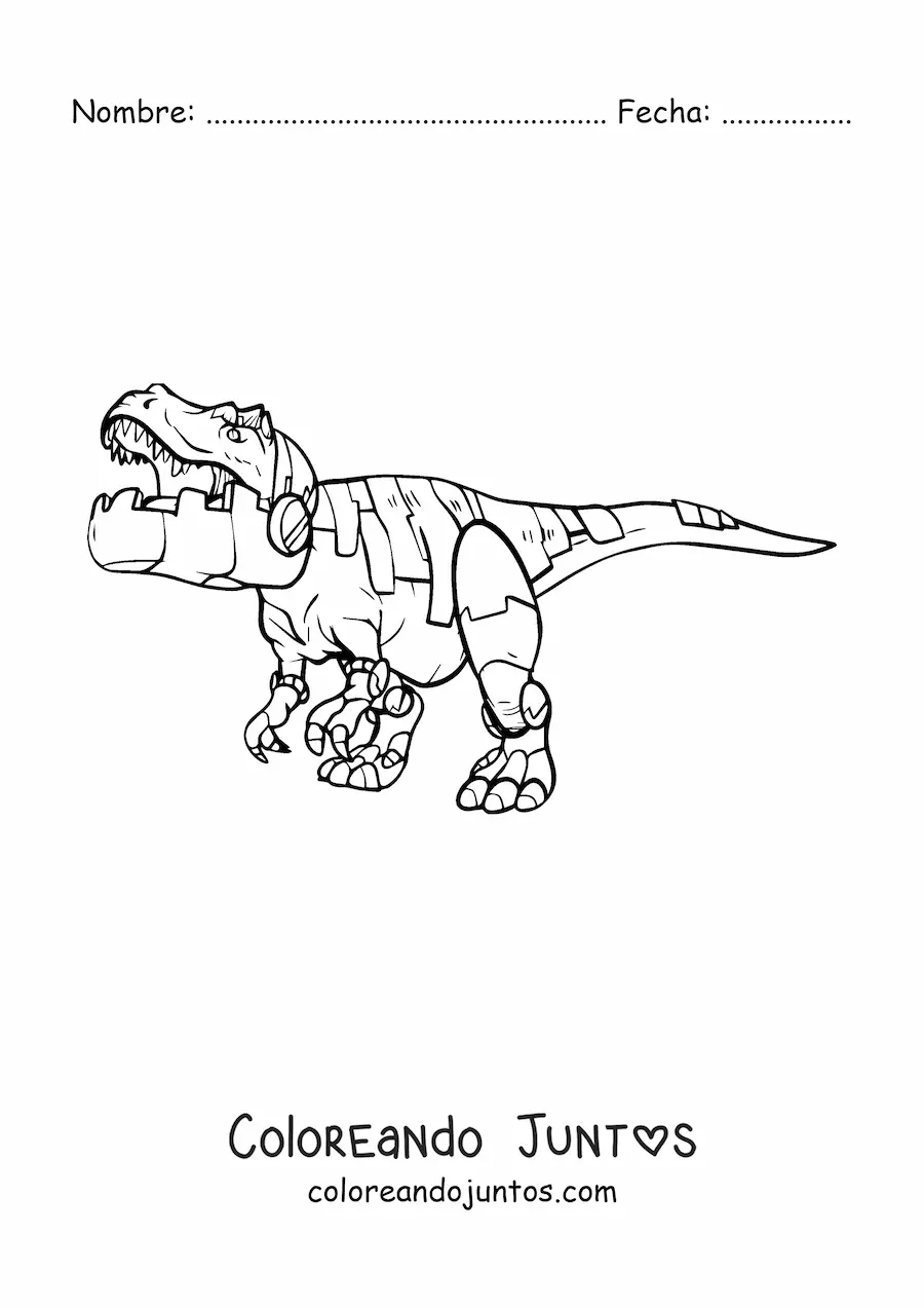 Imagen para colorear de tiranosaurio rex robot