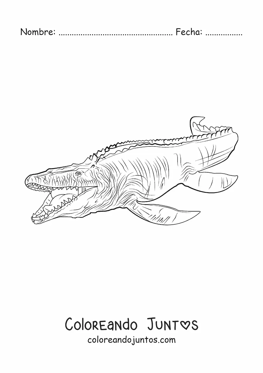 Imagen para colorear de dinosaurio acuático realista