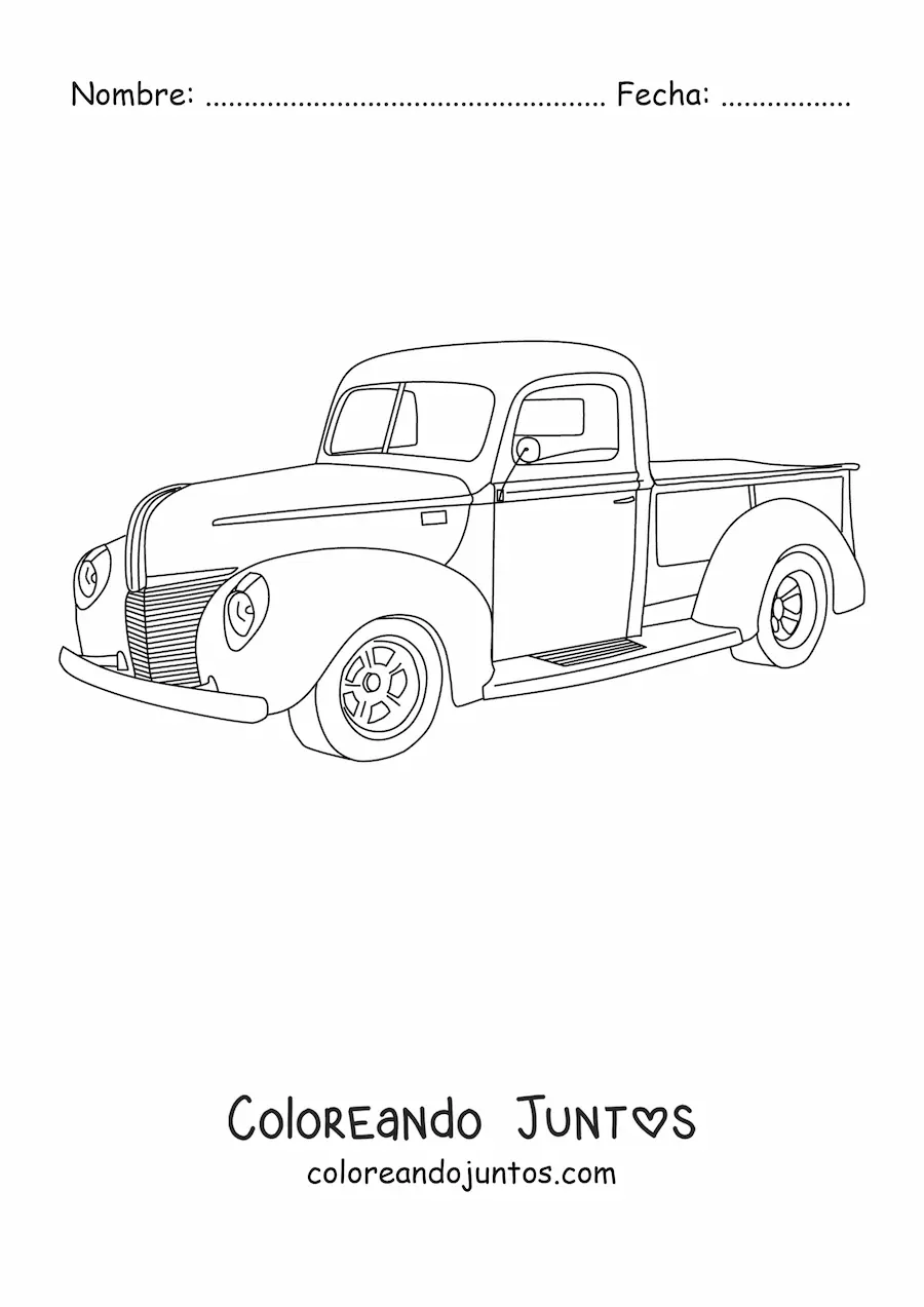 Imagen para colorear de una camioneta Ford pickup de 1940