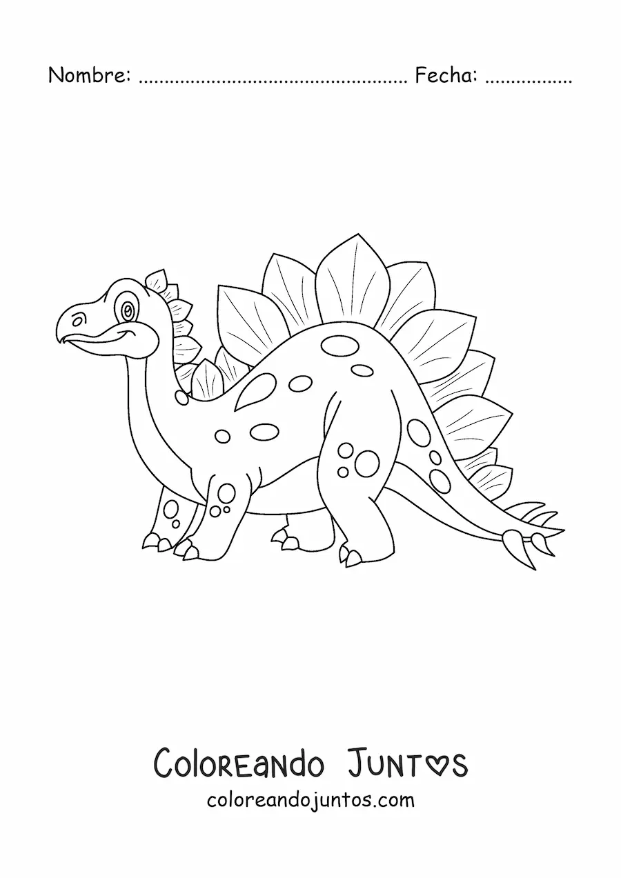 Imagen para colorear de estegosaurio animado