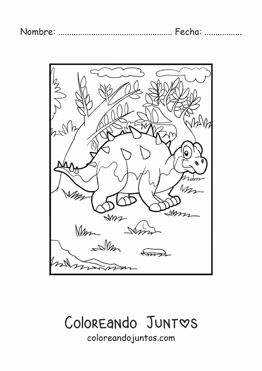 Imagen para colorear de dinosaurio polacantus herbívoro animado