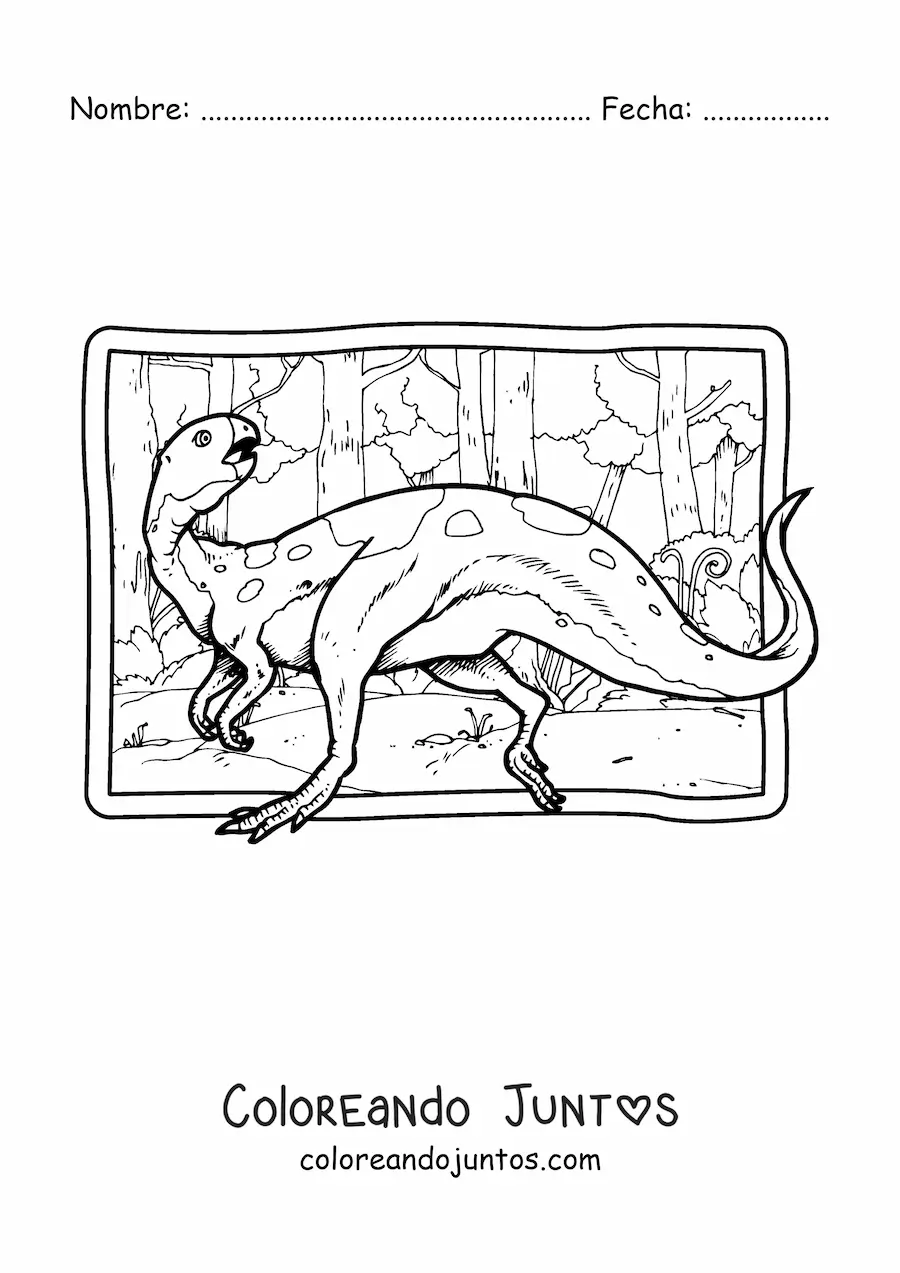 Imagen para colorear de dinosaurio herbívoro realista