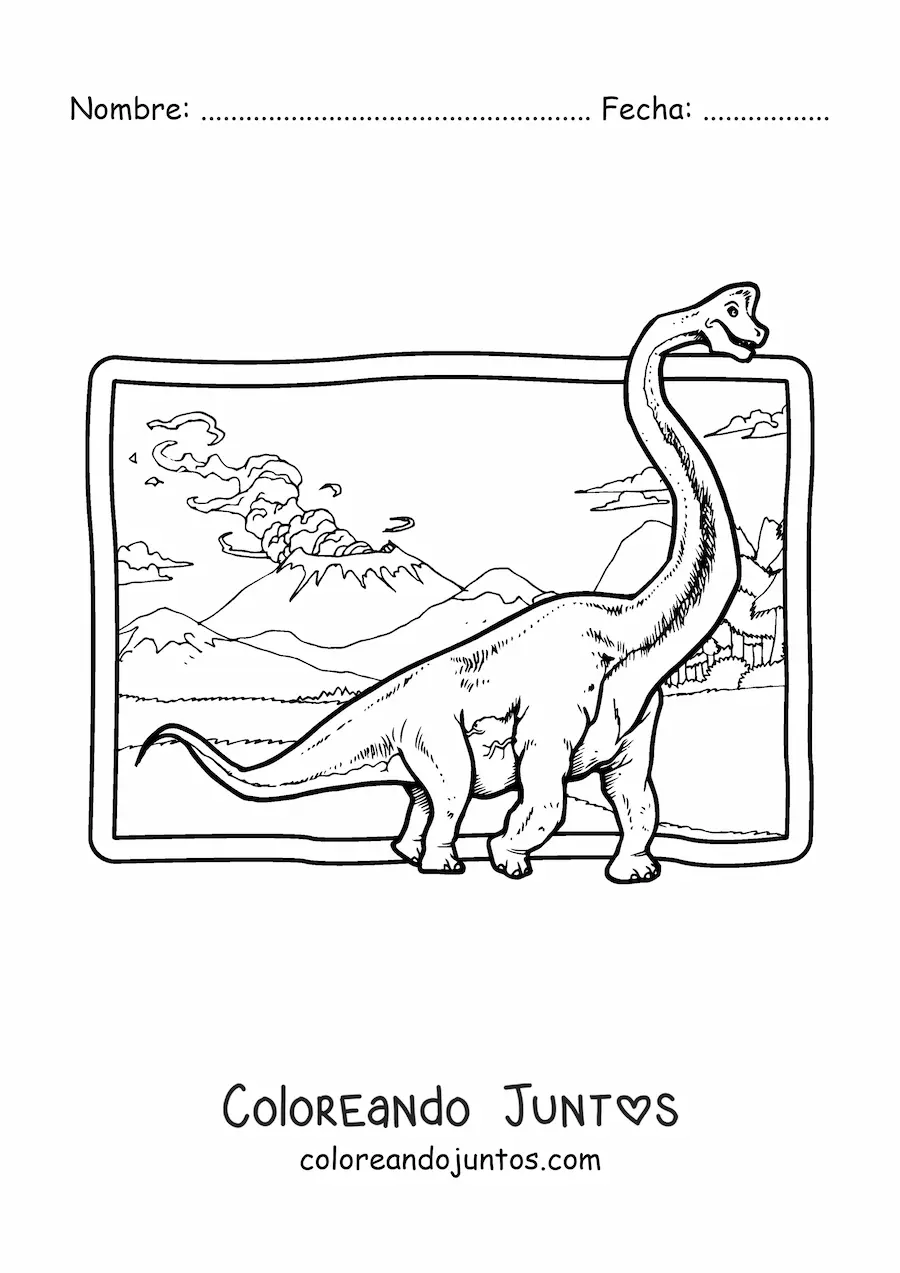 Imagen para colorear de dinosaurio brachiosaurus realista
