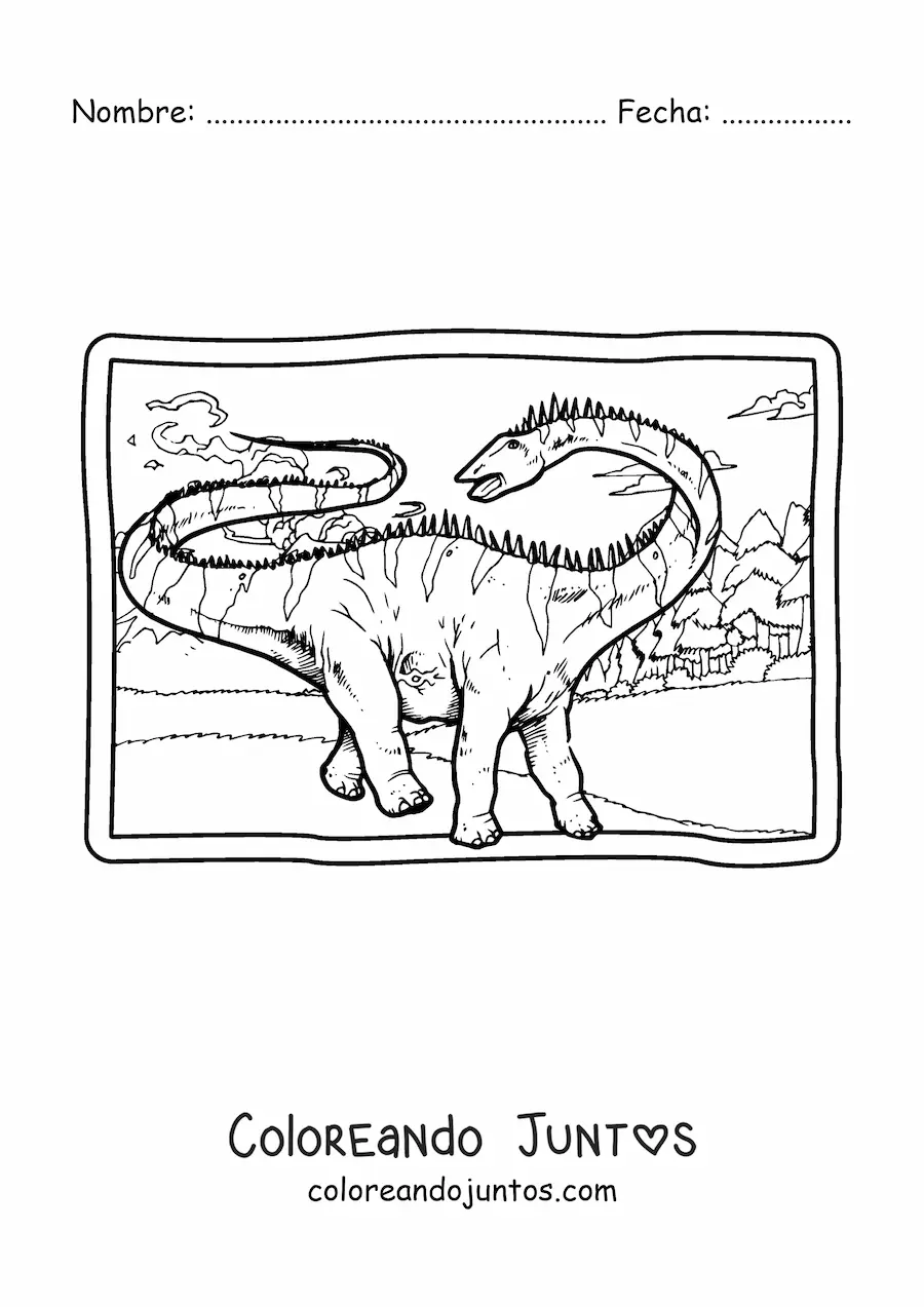 Imagen para colorear de dinosaurio diplodocus realista