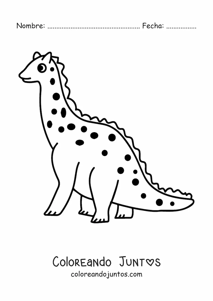 Imagen para colorear de dinosaurio de cuello largo tierno grande