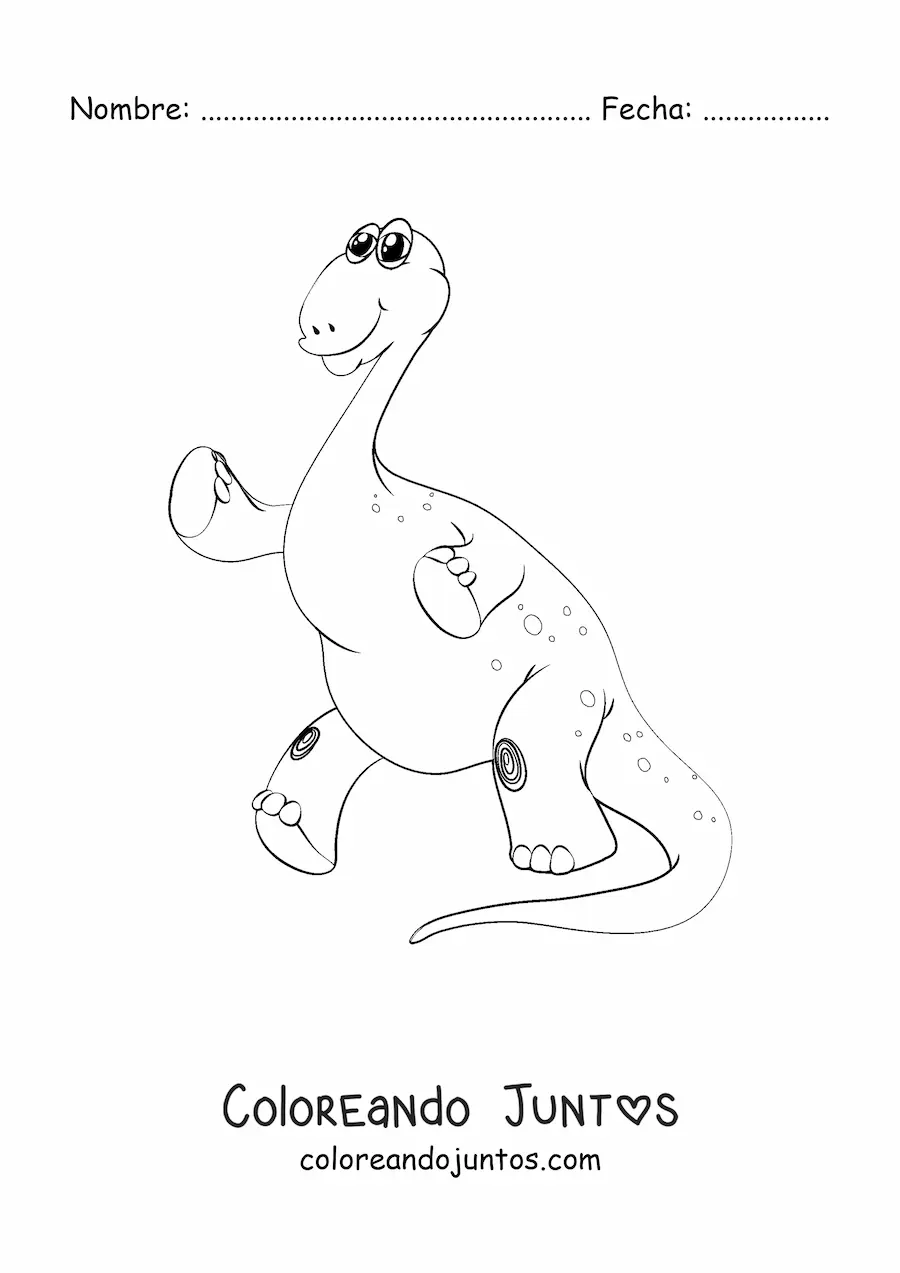 Imagen para colorear de dinosaurio de cuello largo en dos patas
