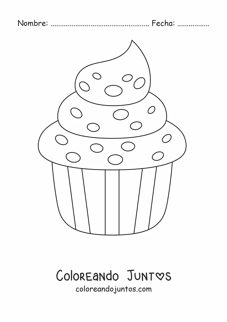 Imagen para colorear de un cupcake con glaseado