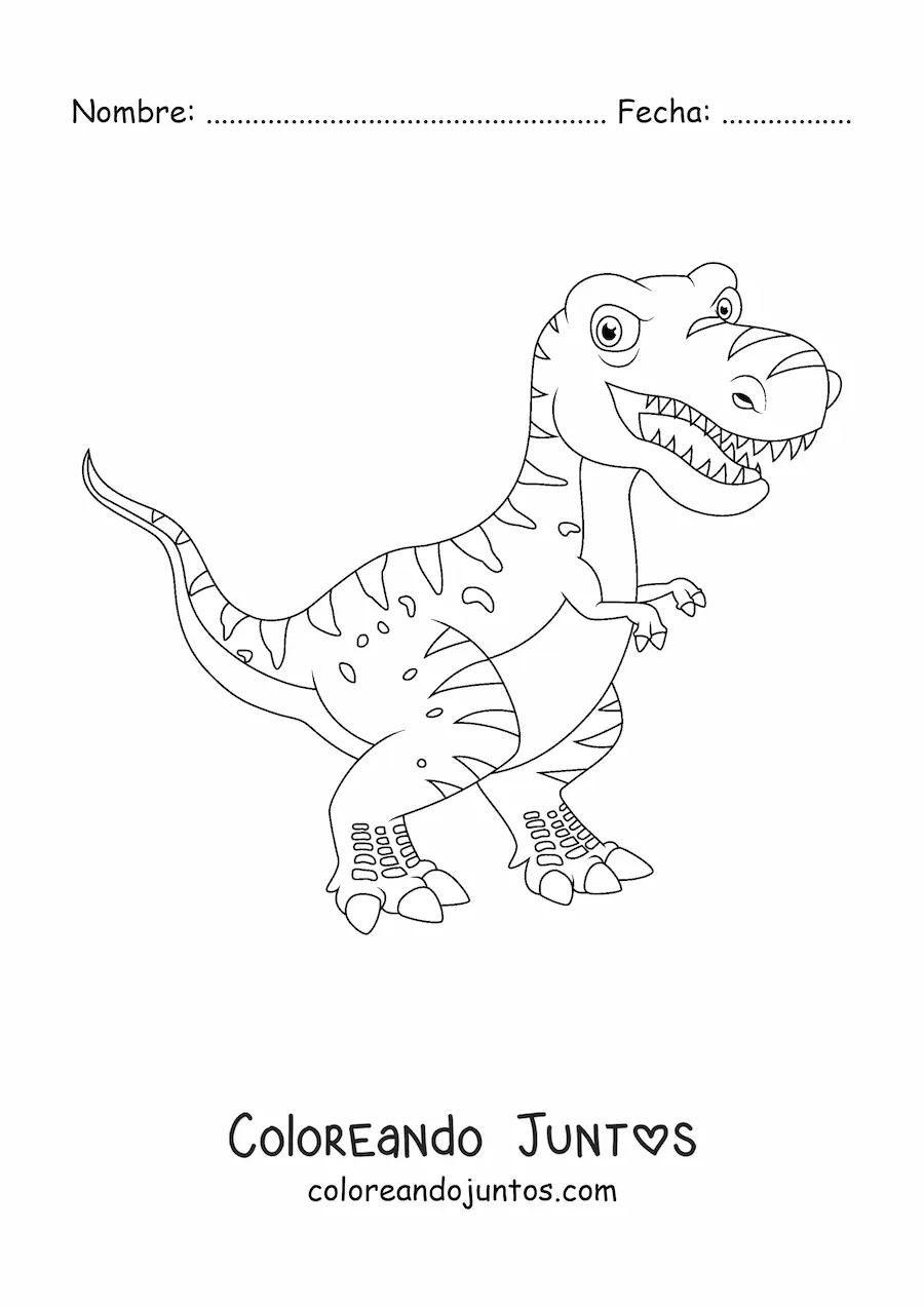 Imagen para colorear de dinosaurio carnívoro grande animado