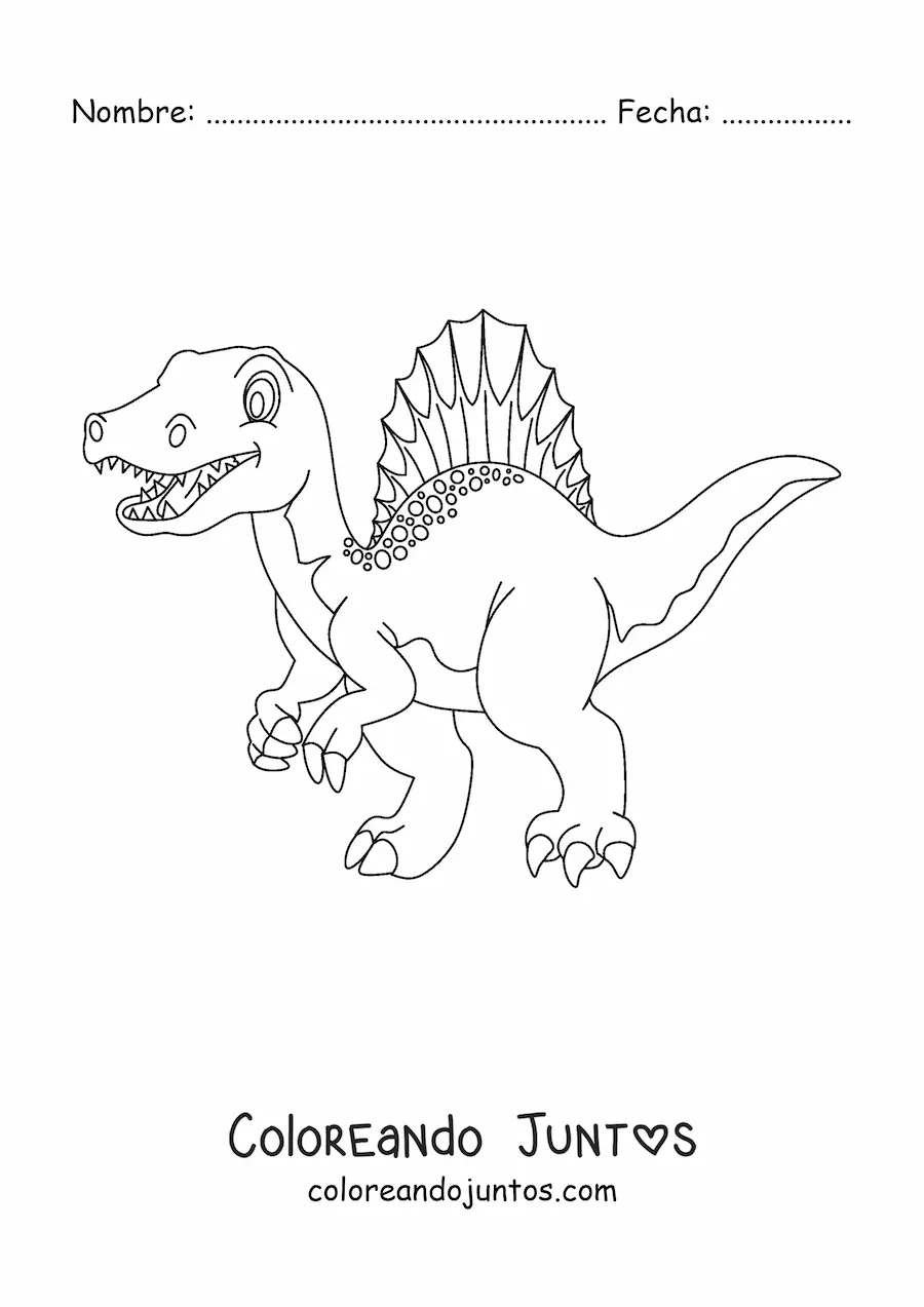 Imagen para colorear de dinosaurio carnívoro animado grande