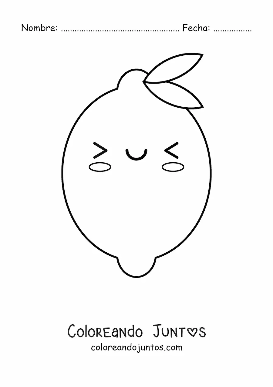 Imagen para colorear de limón kawaii