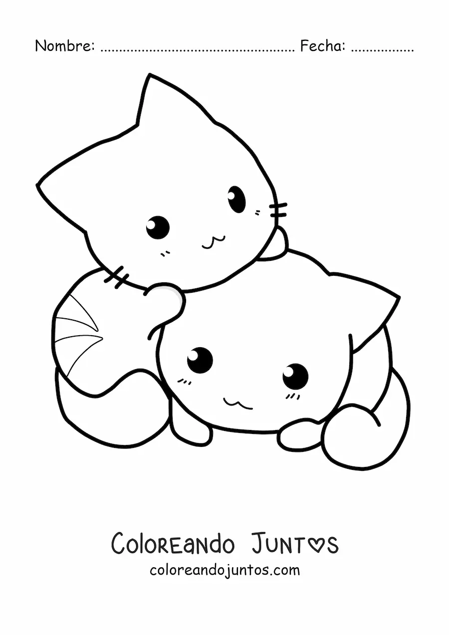 Imagen para colorear de gatos kawaii