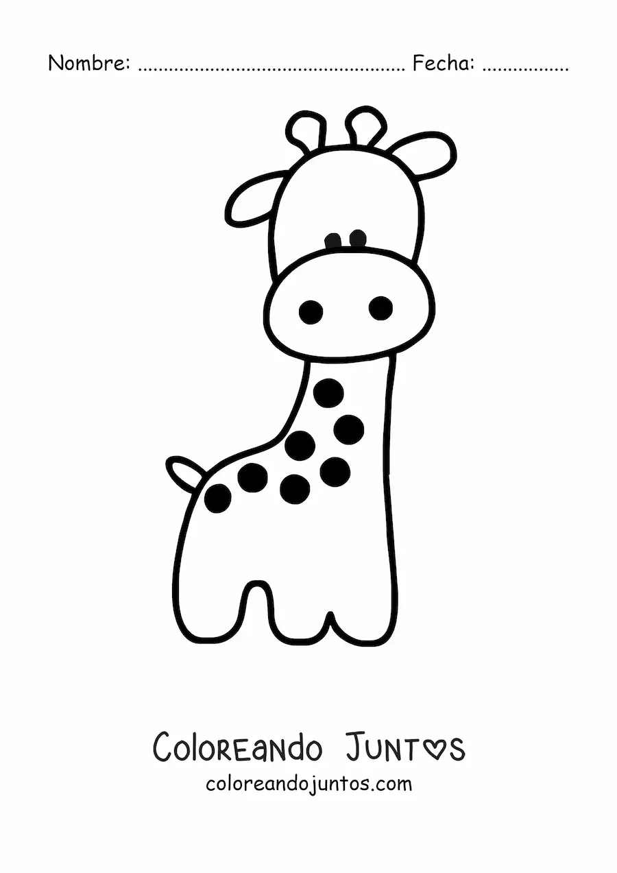 Imagen para colorear de jirafa tierna
