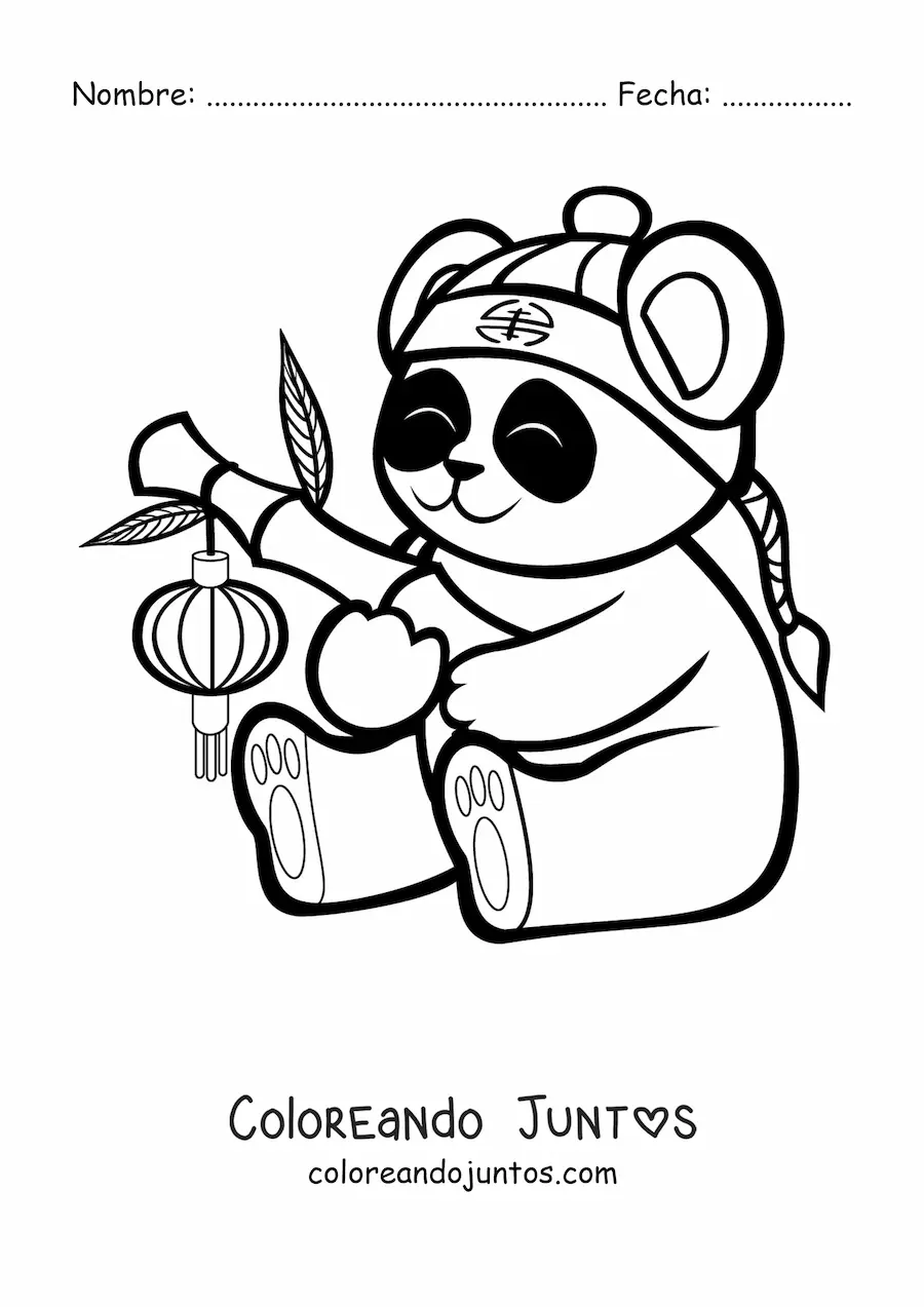 Imagen para colorear de oso panda kawaii