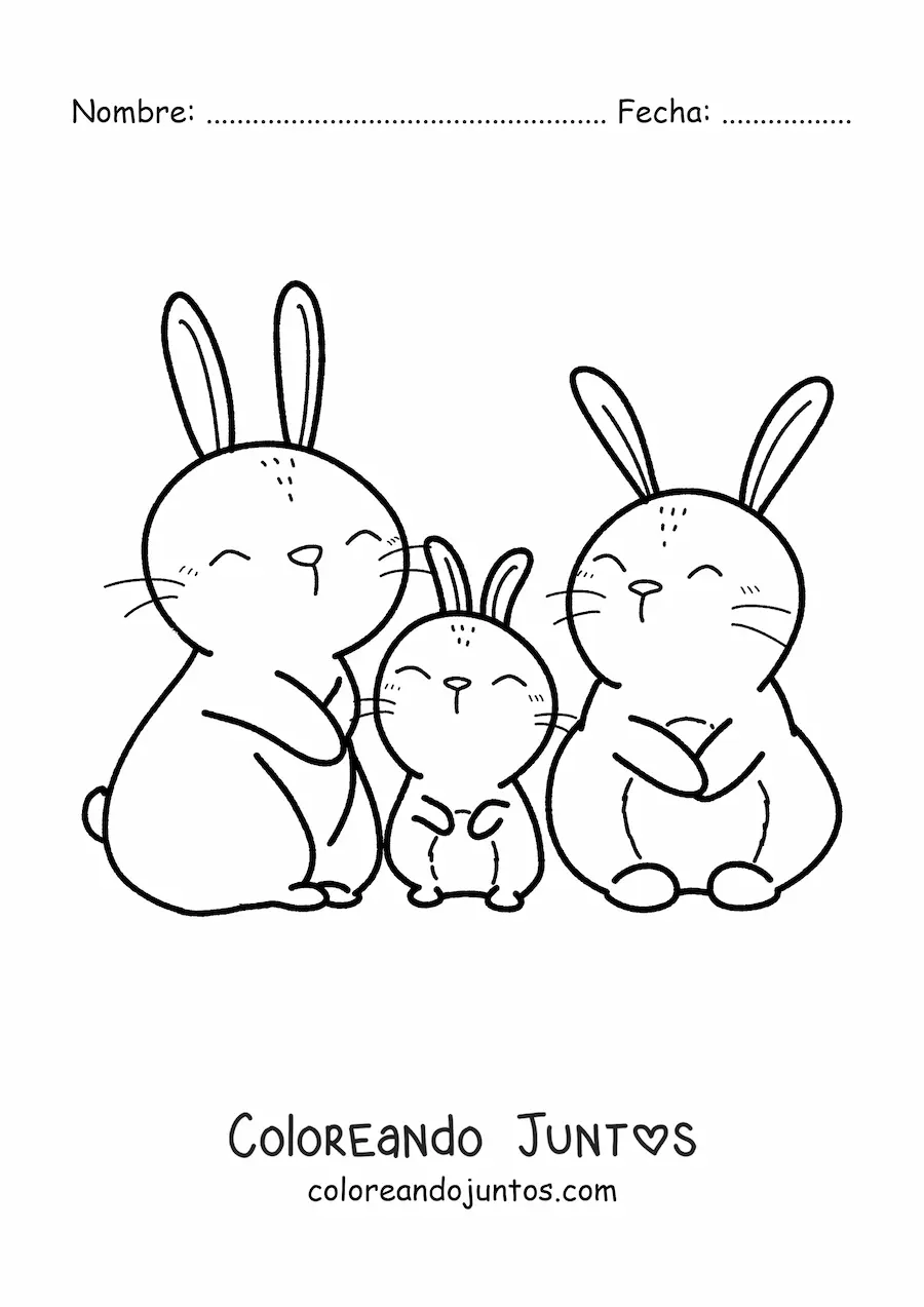 Imagen para colorear de familia de conejos