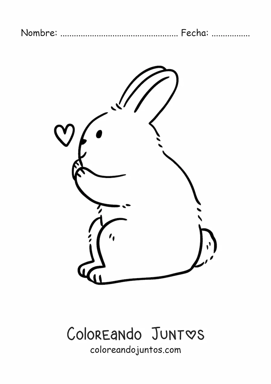 Imagen para colorear de conejo con corazón