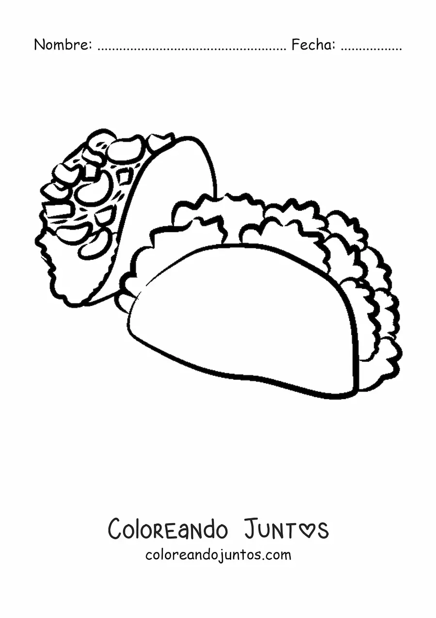 Imagen para colorear de dos tacos