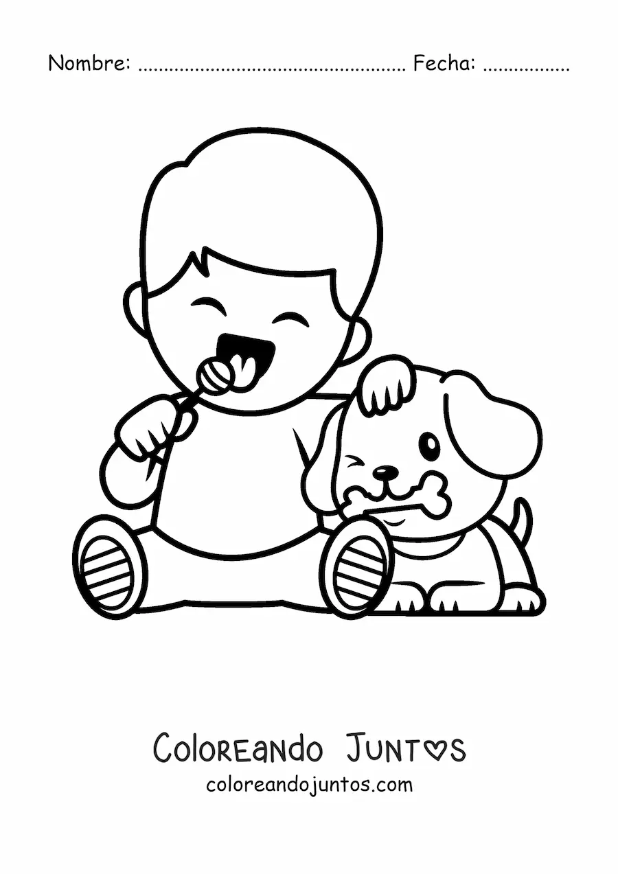 Imagen para colorear de niño comiendo una paleta