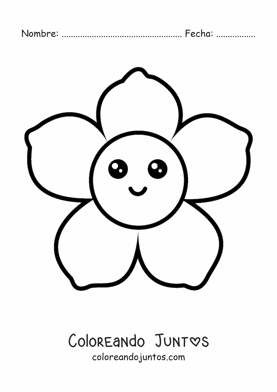 Imagen para colorear de flor kawaii grande fácil