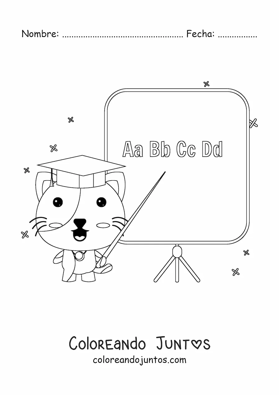 Imagen para colorear de profesor gato animado