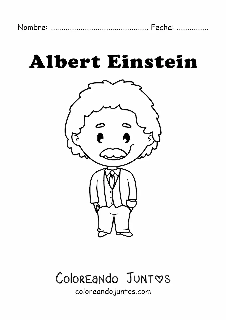 Imagen para colorear de Albert Einstein kawaii