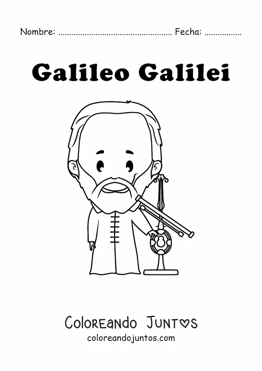 Imagen para colorear de Galileo Galilei kawaii