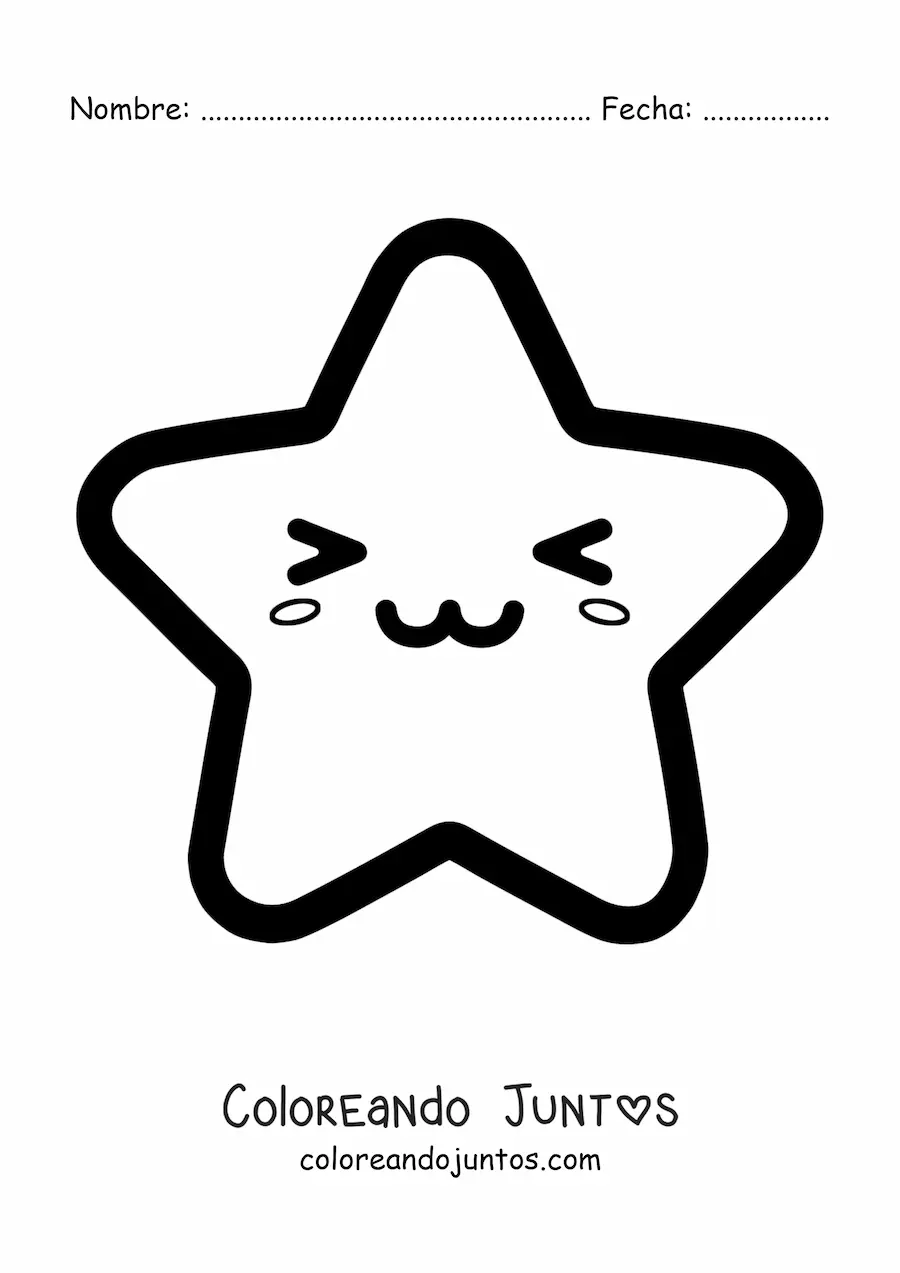 Imagen para colorear de estrella animada kawaii
