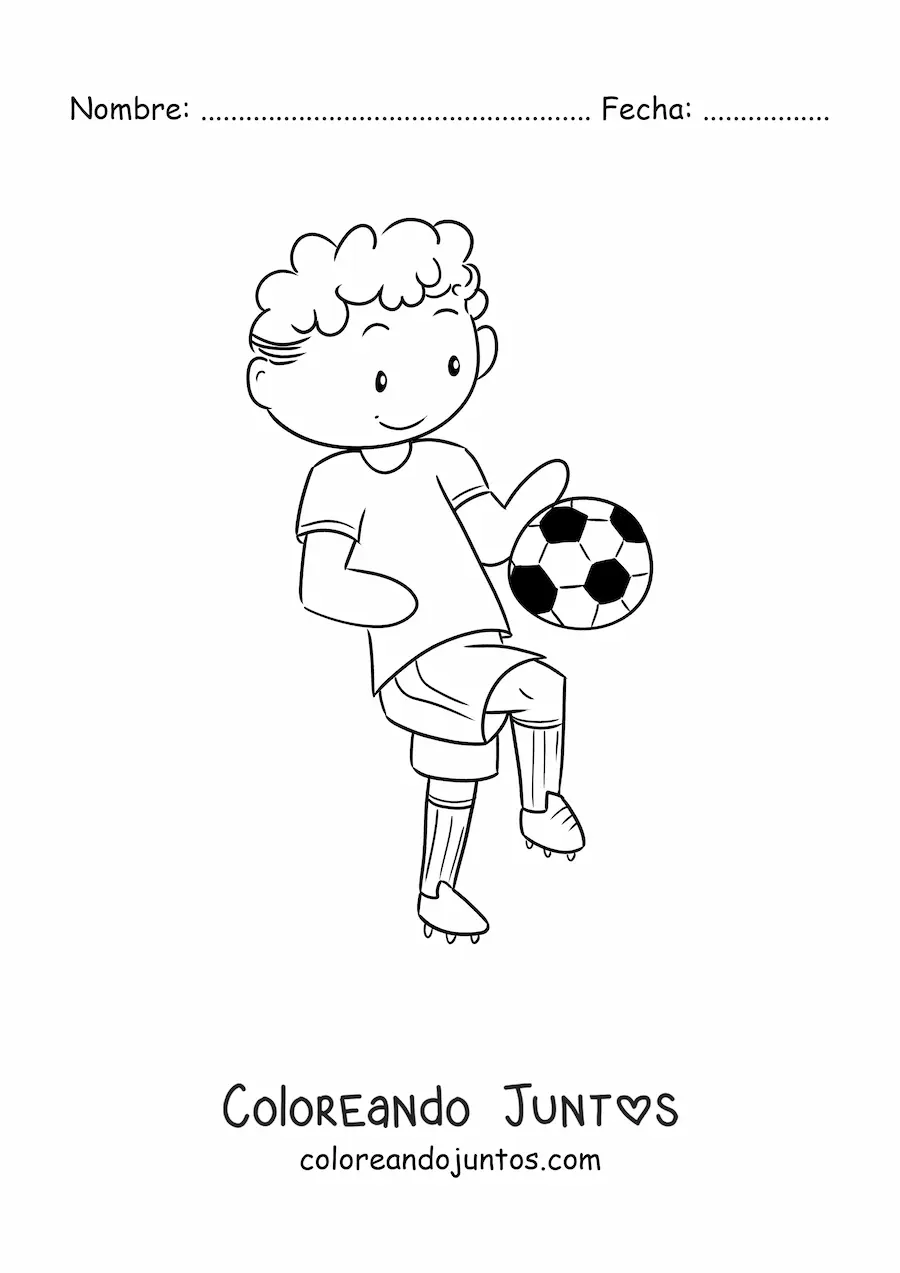 Imagen para colorear de niño futbolista