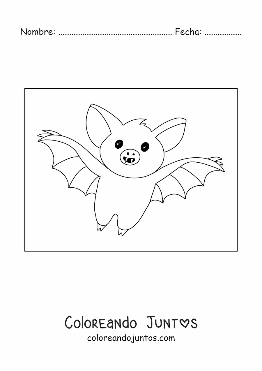 Imagen para colorear de murciélago bonito volando