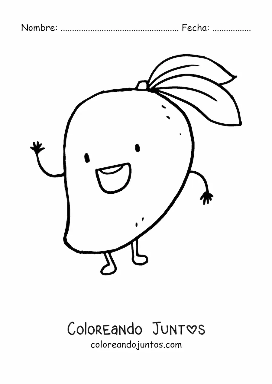 Imagen para colorear de un mango animado saludando