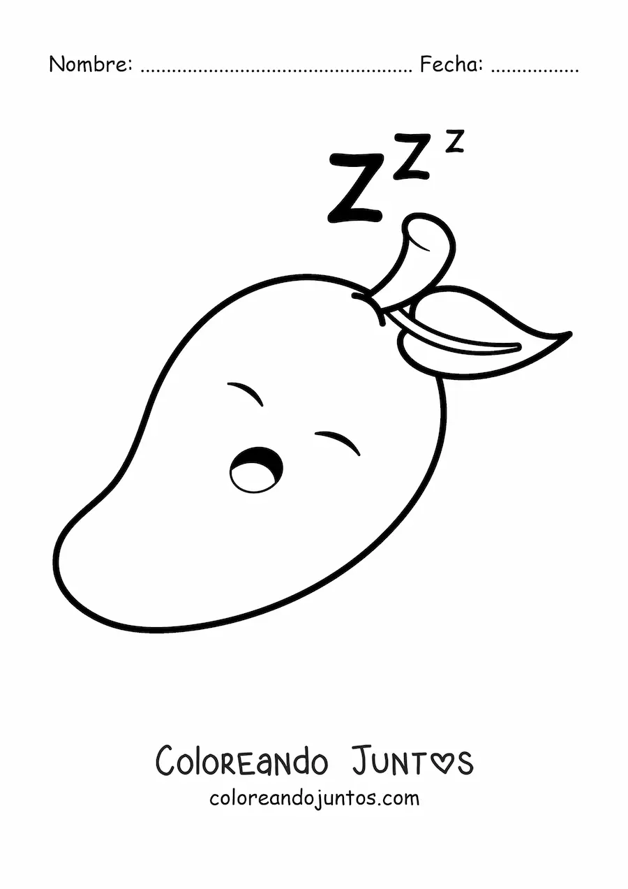 Imagen para colorear de un mango animado durmiendo