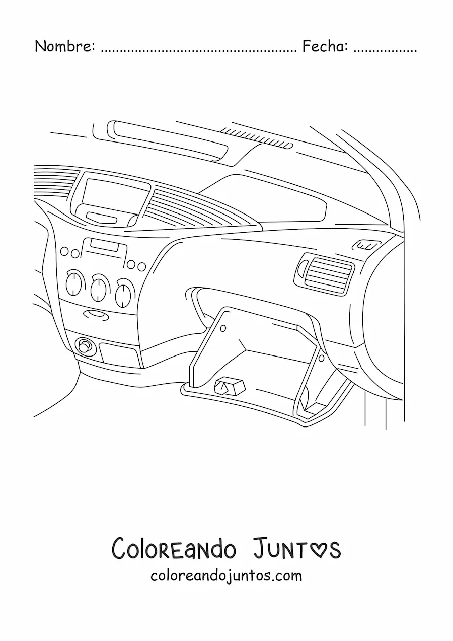 Imagen para colorear de la guantera de un auto