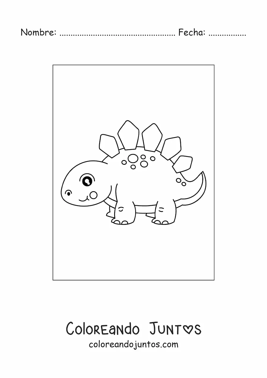 Imagen para colorear de dinosaurio bebé tierno sencillo
