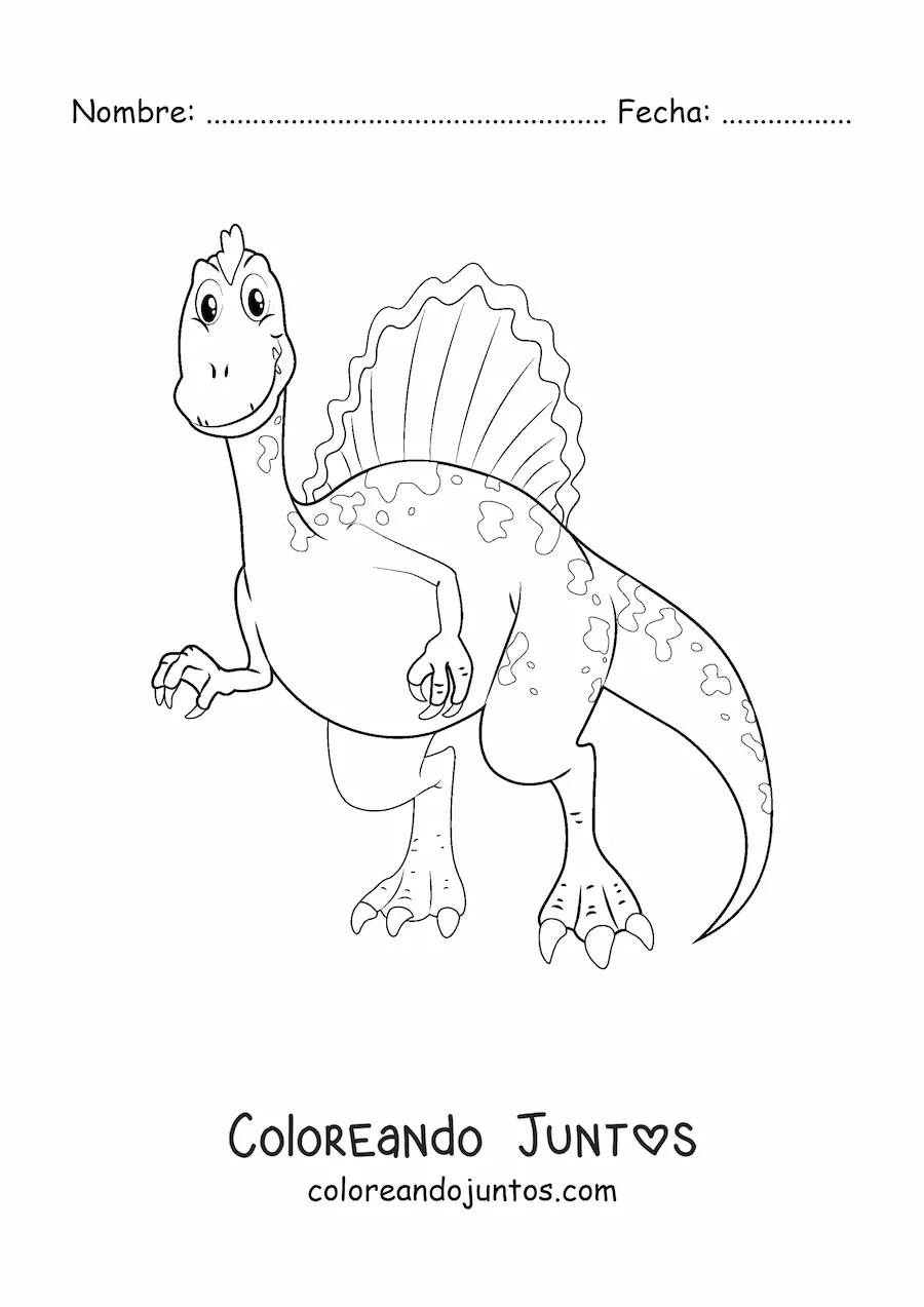 Imagen para colorear de dinosaurio carnívoro animado fácil