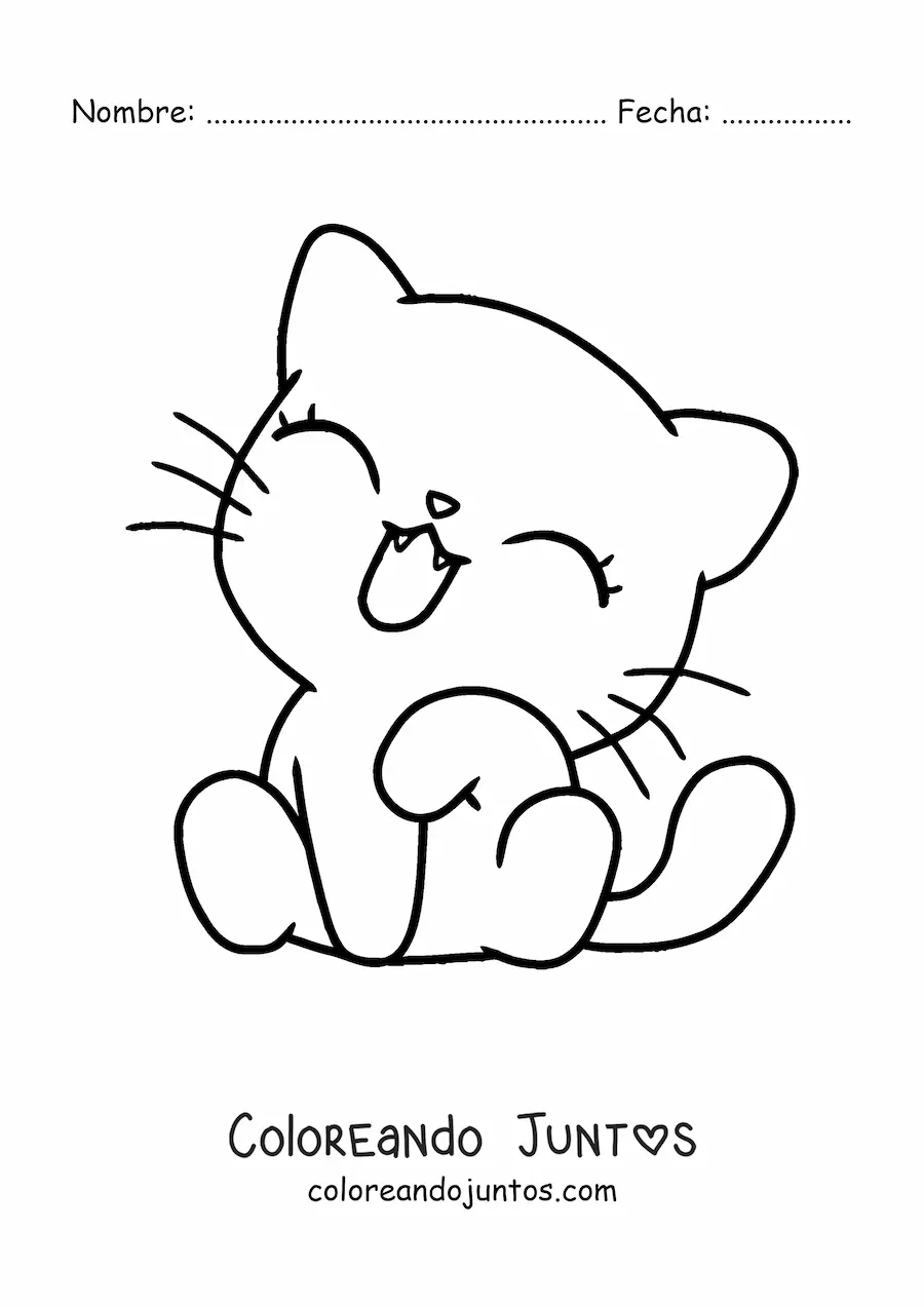 Imagen para colorear de gatito kawaii sentado