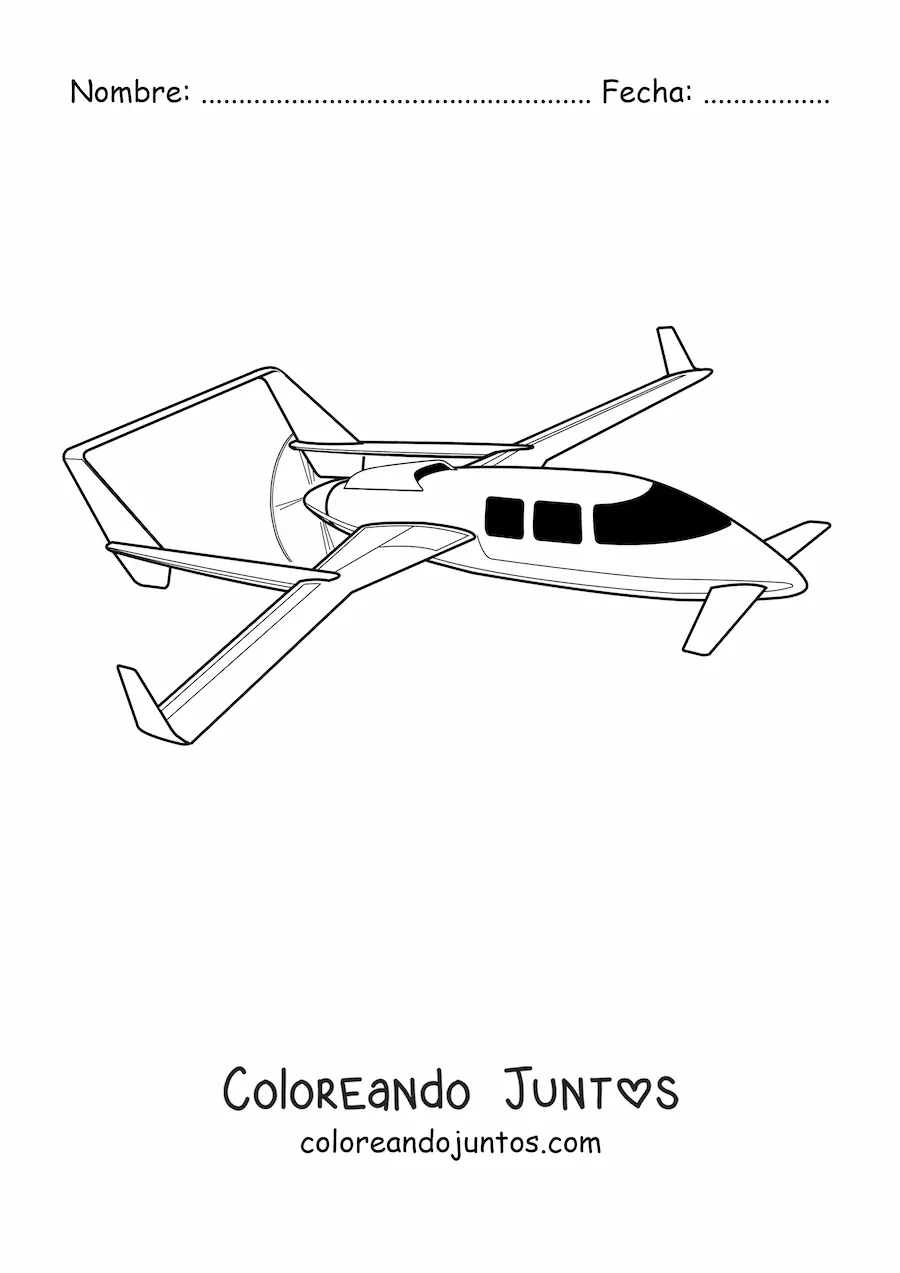 Imagen para colorear de un avión pequeño
