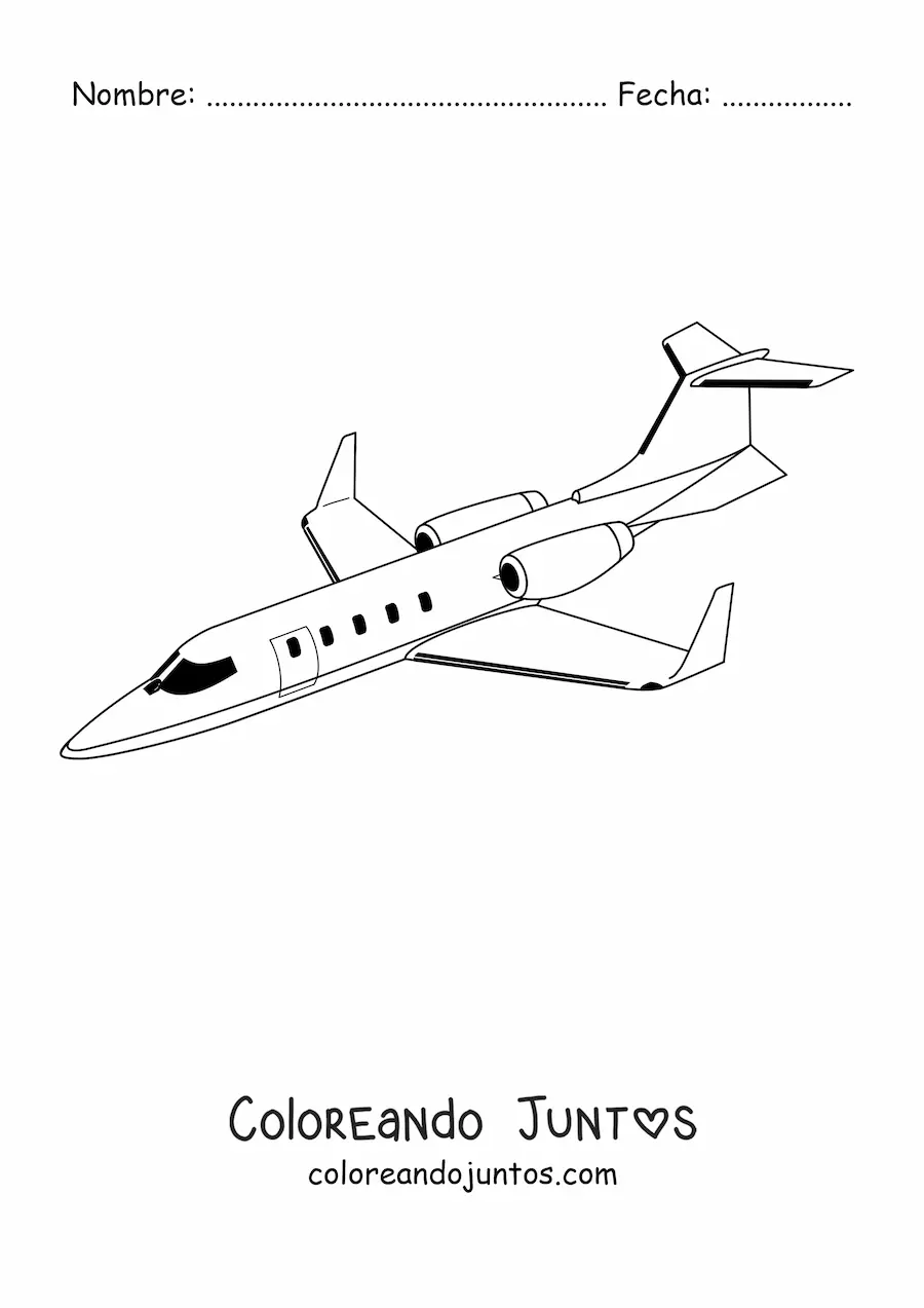 Imagen para colorear de un avión pequeño