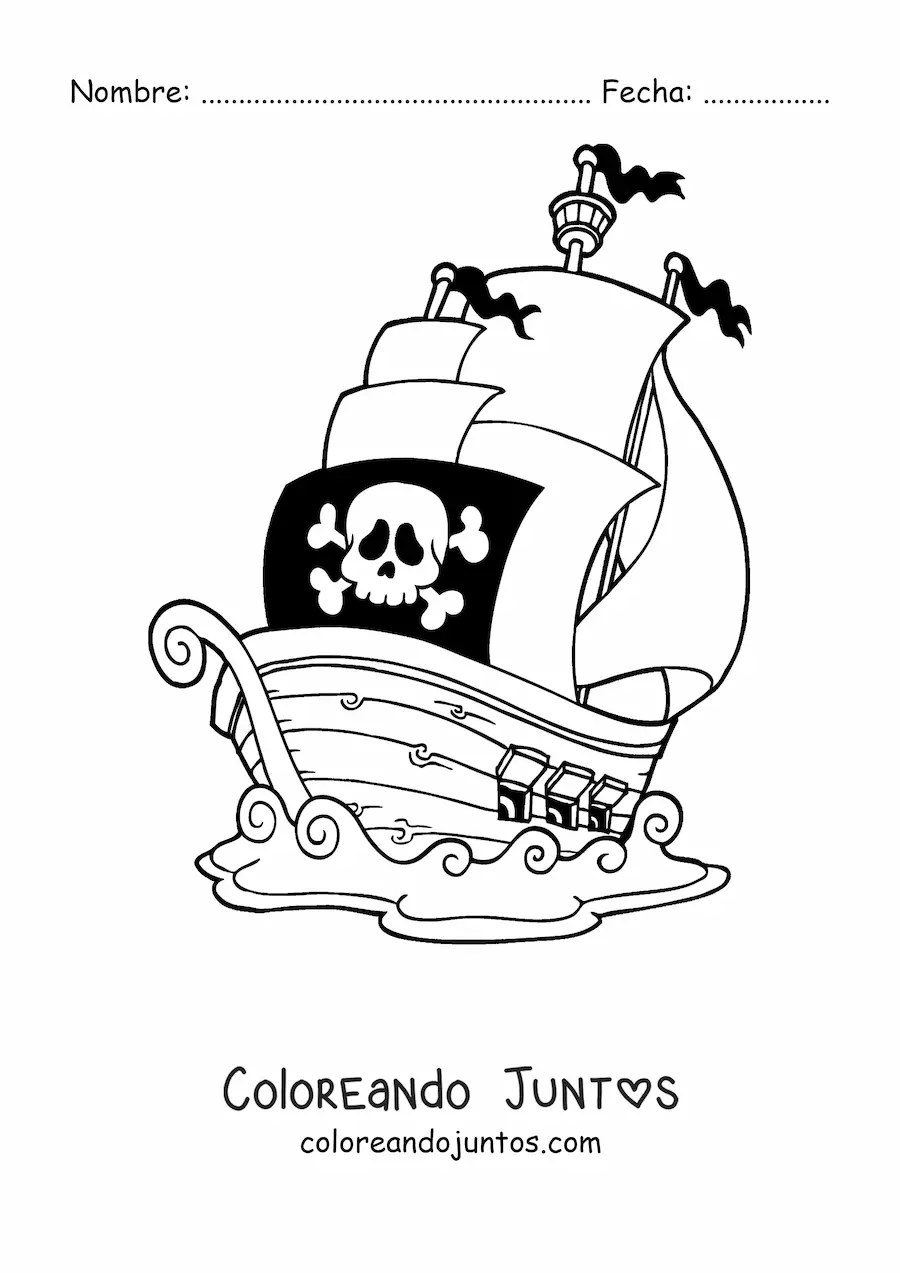 Barco pirata en el mar | Coloreando Juntos
