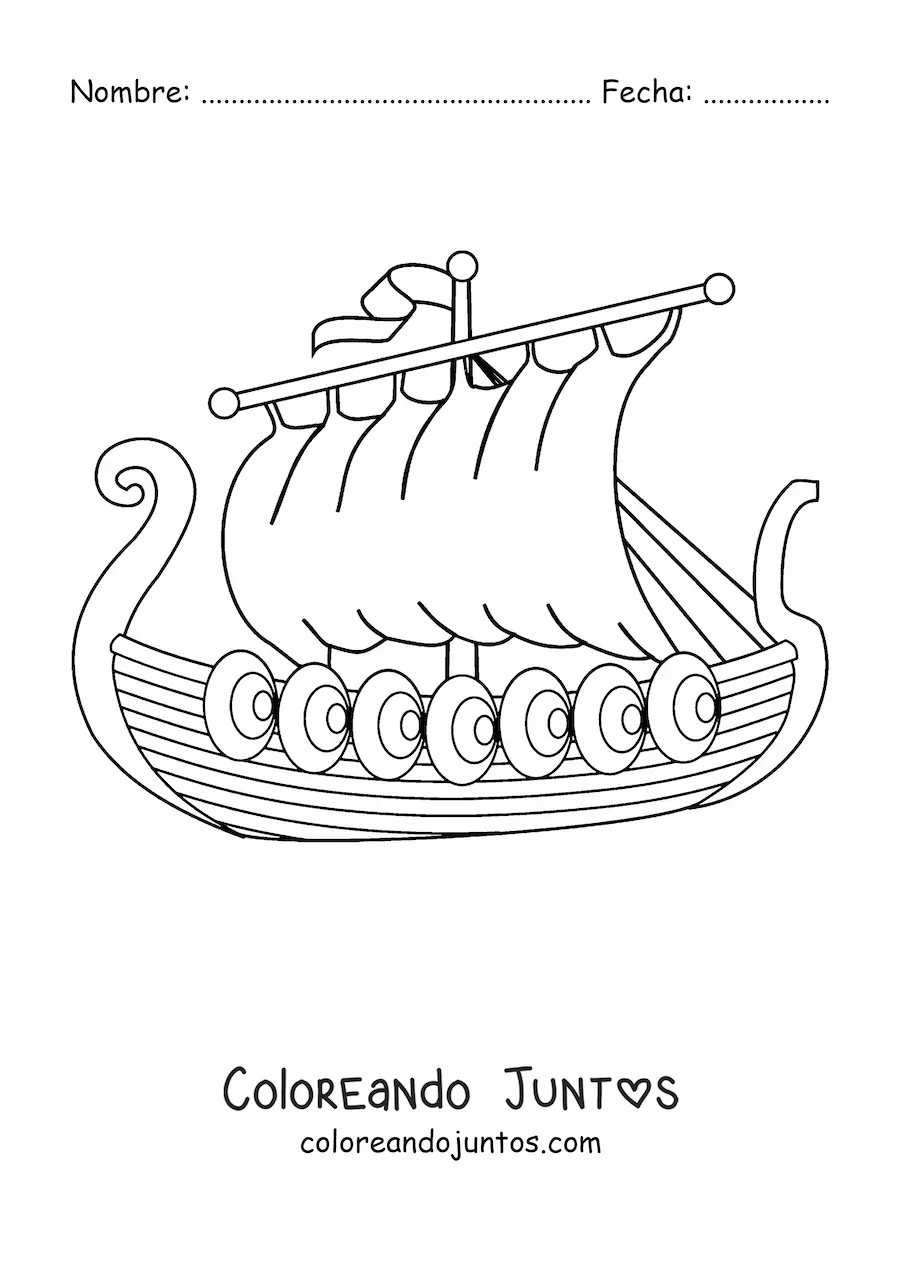 Imagen para colorear de un barco vikingo